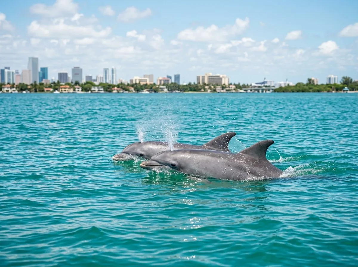 Bottlenose dolphins spotted during the bay crossing