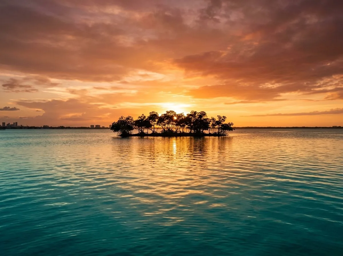 Sunset light on the water after a full-day tour